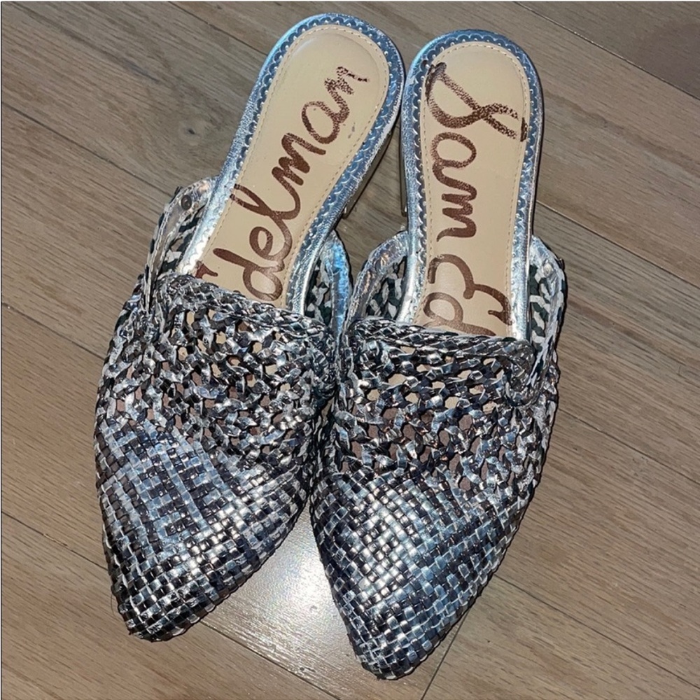 Sam Edelman Navya Silver Mules Chic Comfort